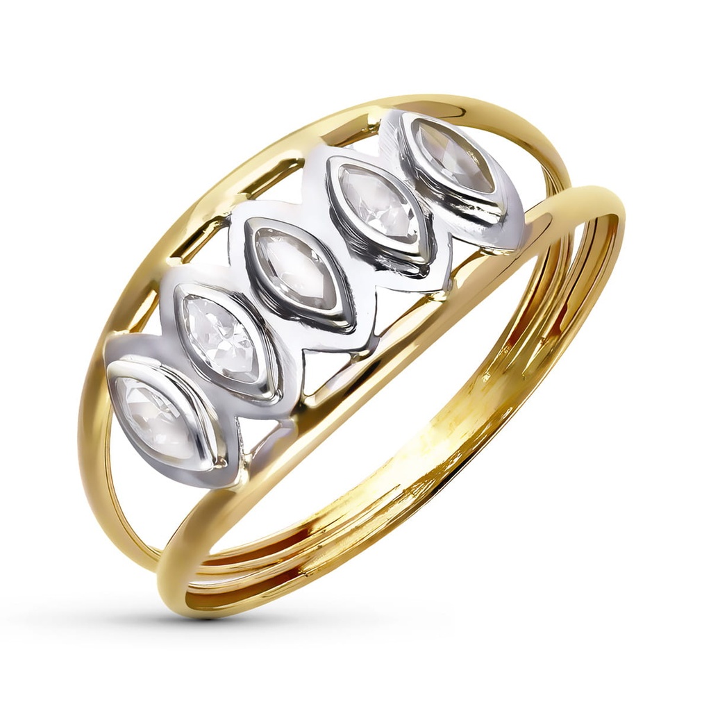 18K SORTIJA ORO BICOLOR CIRCONITA ANCHO 7 MM