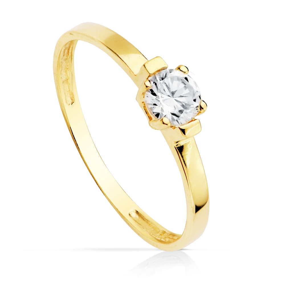 18K SOLITARIO ORO AMARILLO PIEDRA 4X4 MM