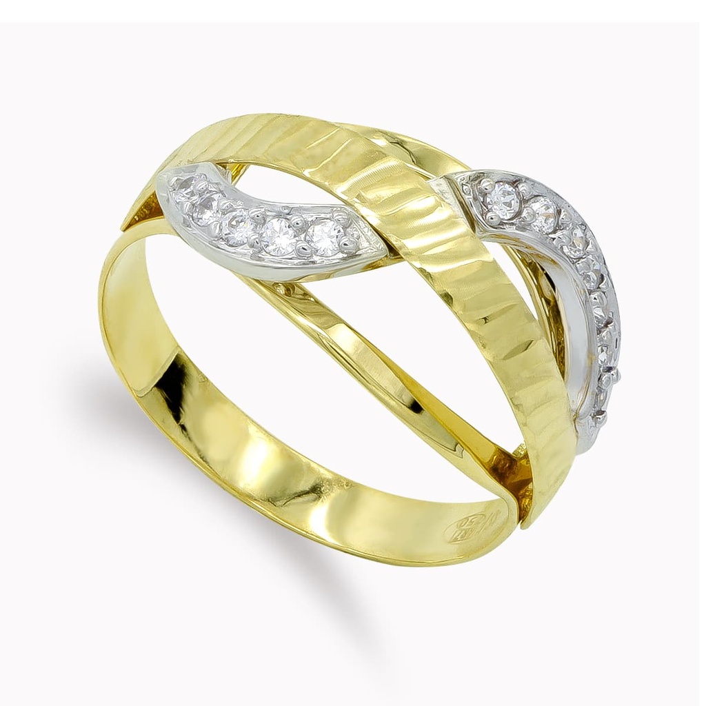 18K SORTIJA ORO BICOLOR CON CIRCONITAS