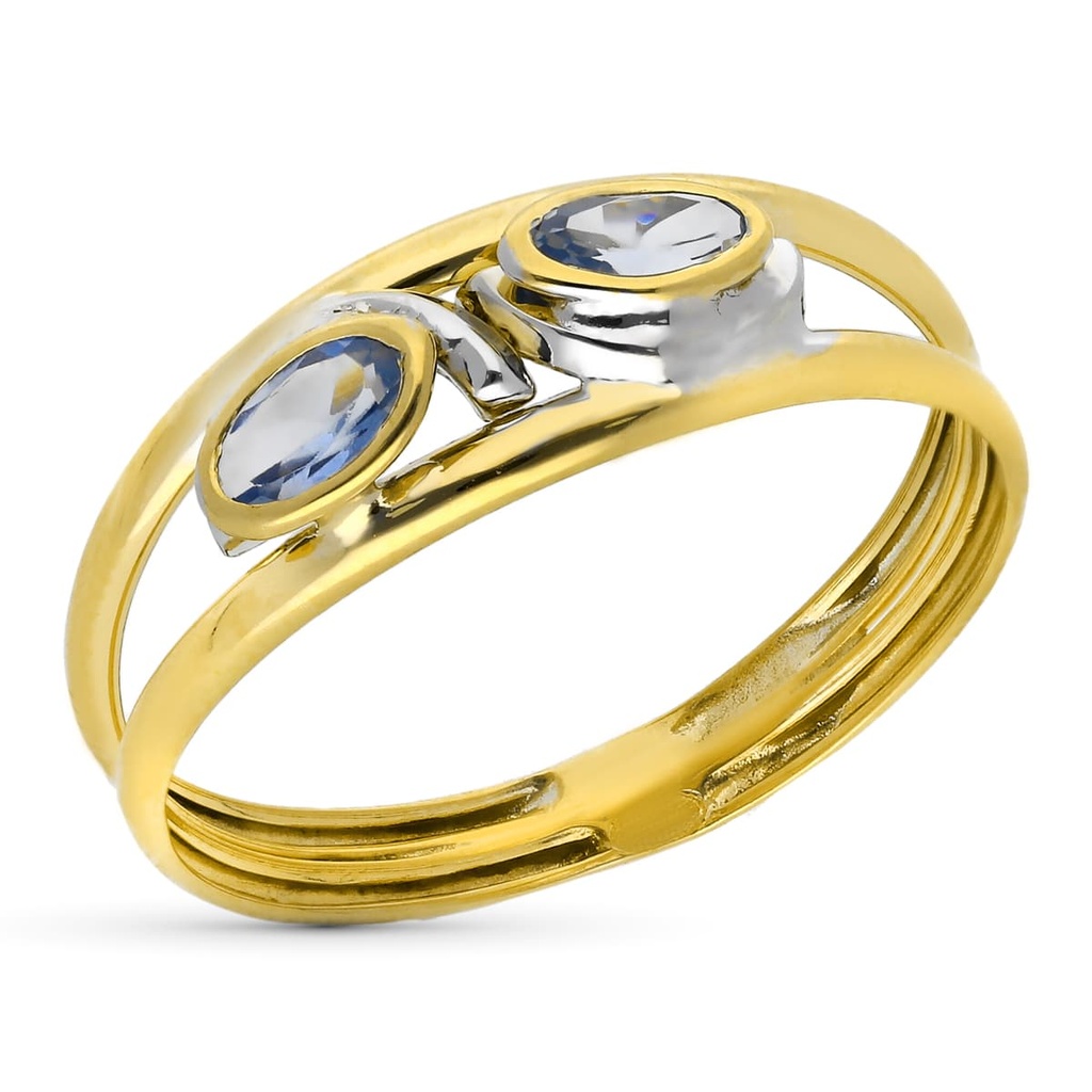 18K SORTIJA BICOLOR PIEDRAS COLOR