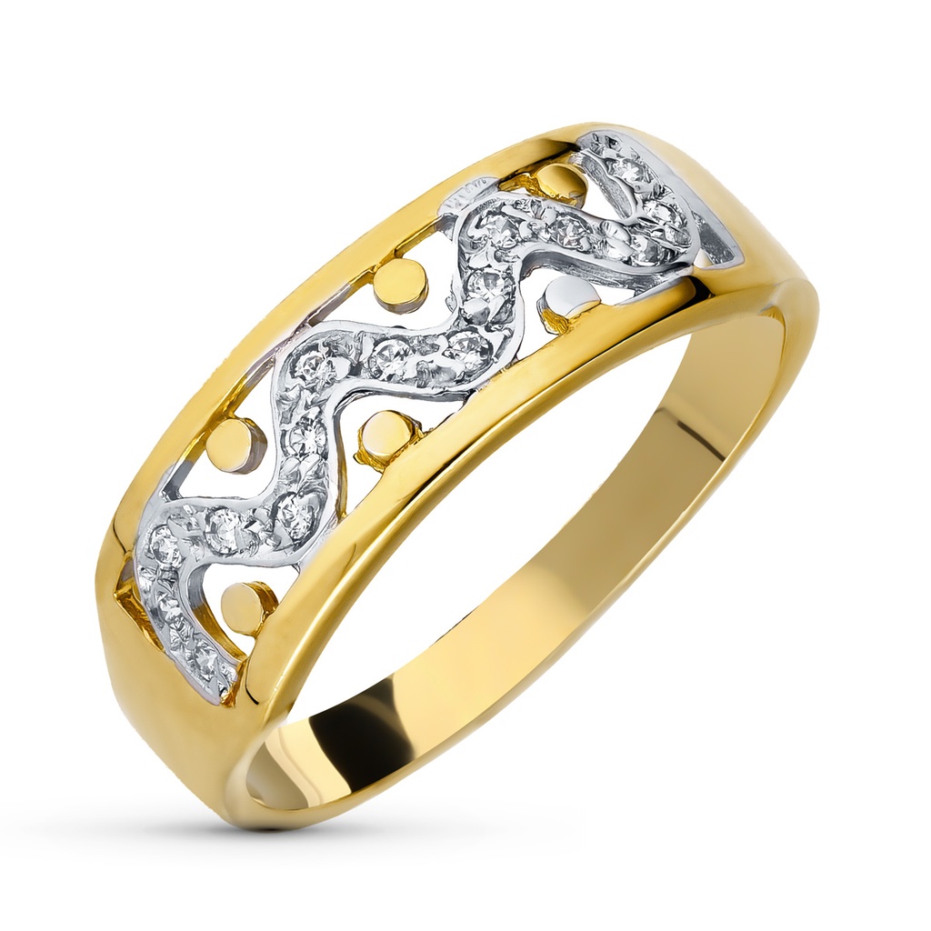 18K SORTIJA ORO BICOLOR CIRCONITAS