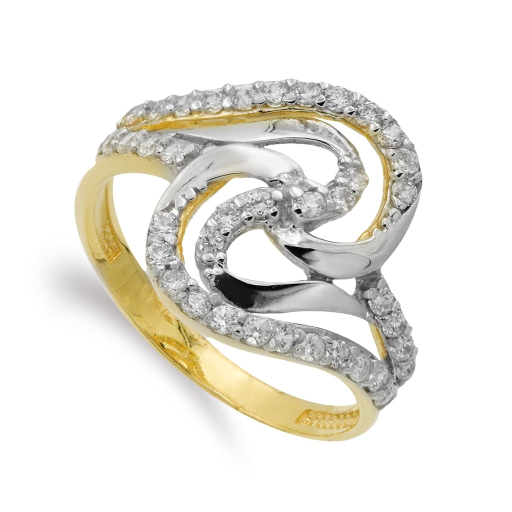 18K SORTIJA ORO BICOLOR CON CIRCONITAS