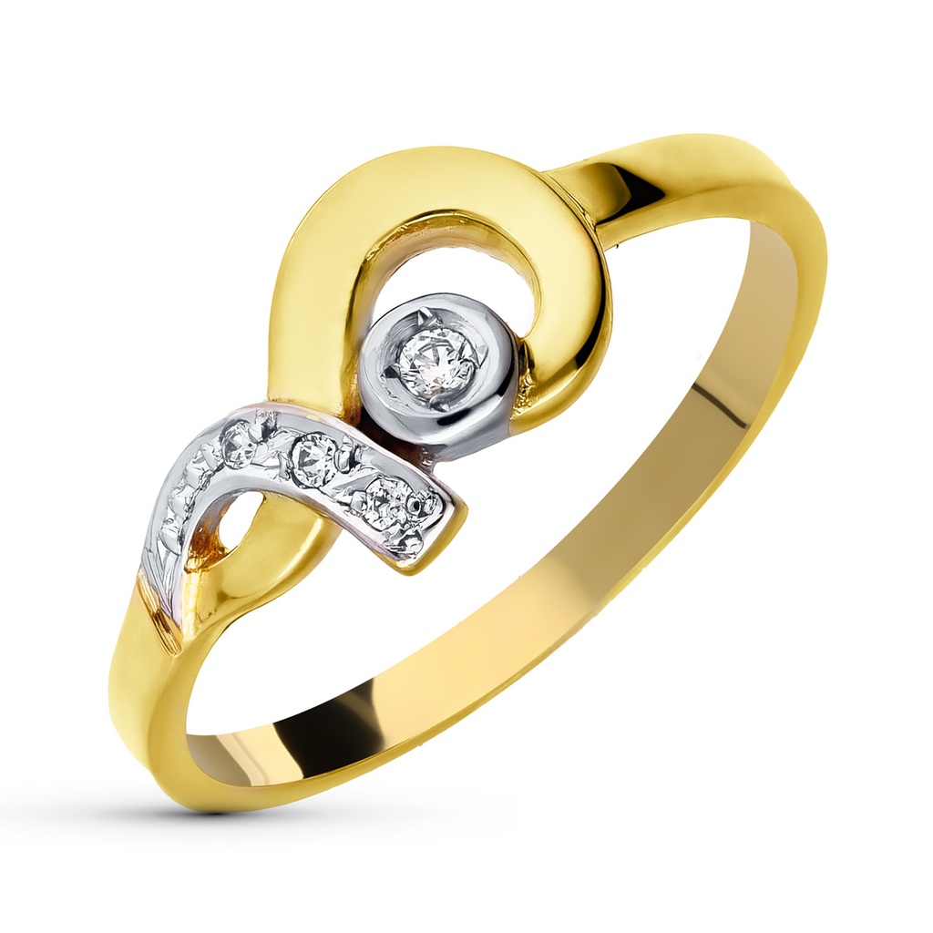 18K SORTIJA ORO BICOLOR CIRCONITAS