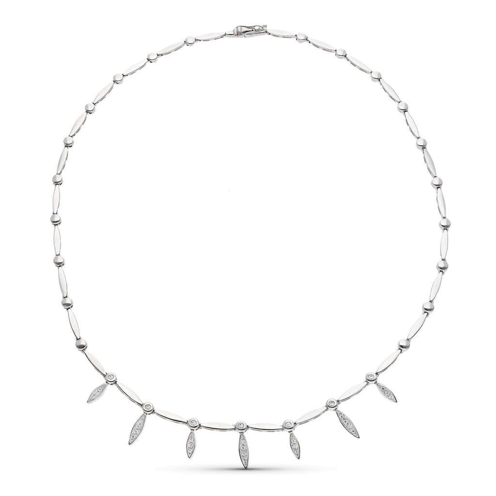 18K GARGANTILLA ORO BLANCO Y CIRCONTAS