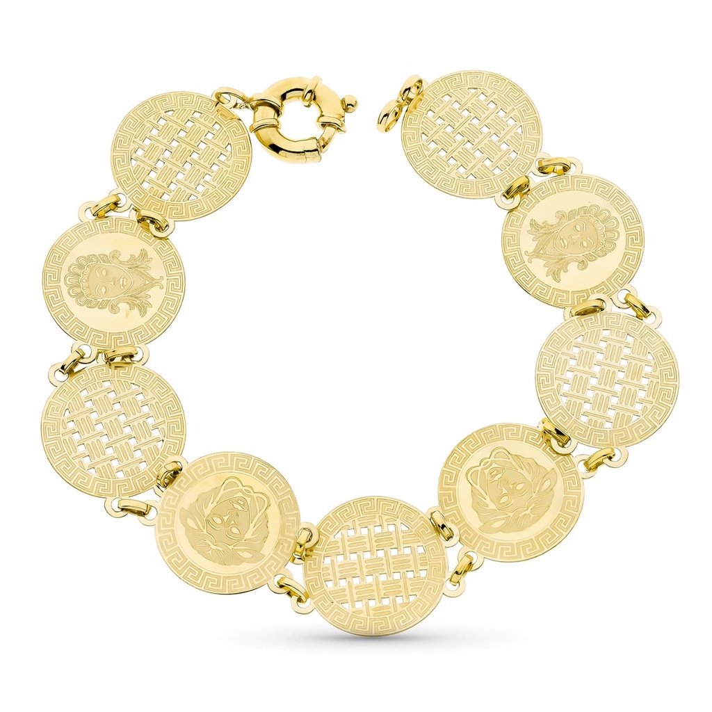 18K PULSERA ORO AMARILLO MONEDA LASER. 20 CM