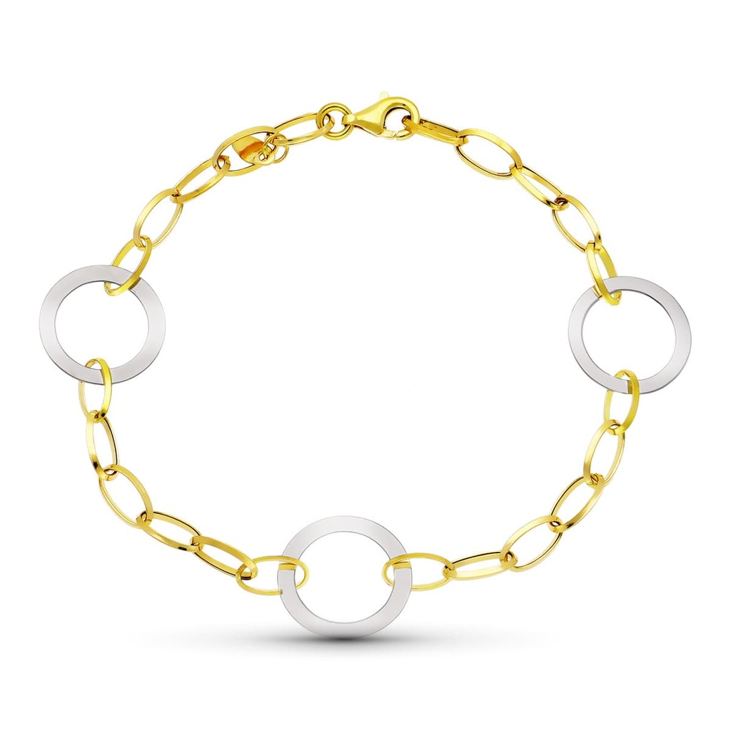 18K PULSERA ORO BICOLOR CIRCULOS
