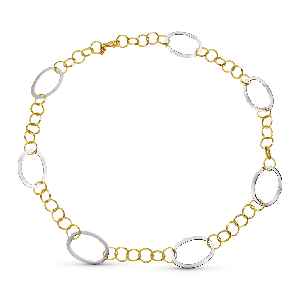 18K GARGANTILA COLLAR BICOLOR ESLABONES HUECOS 45CM