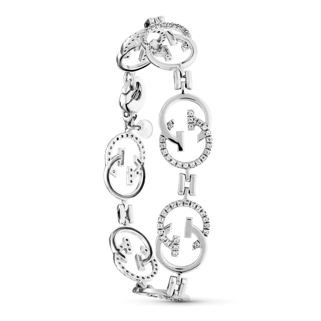 18K PULSERA ORO BLANCO CON CIRCONITAS 19 CM