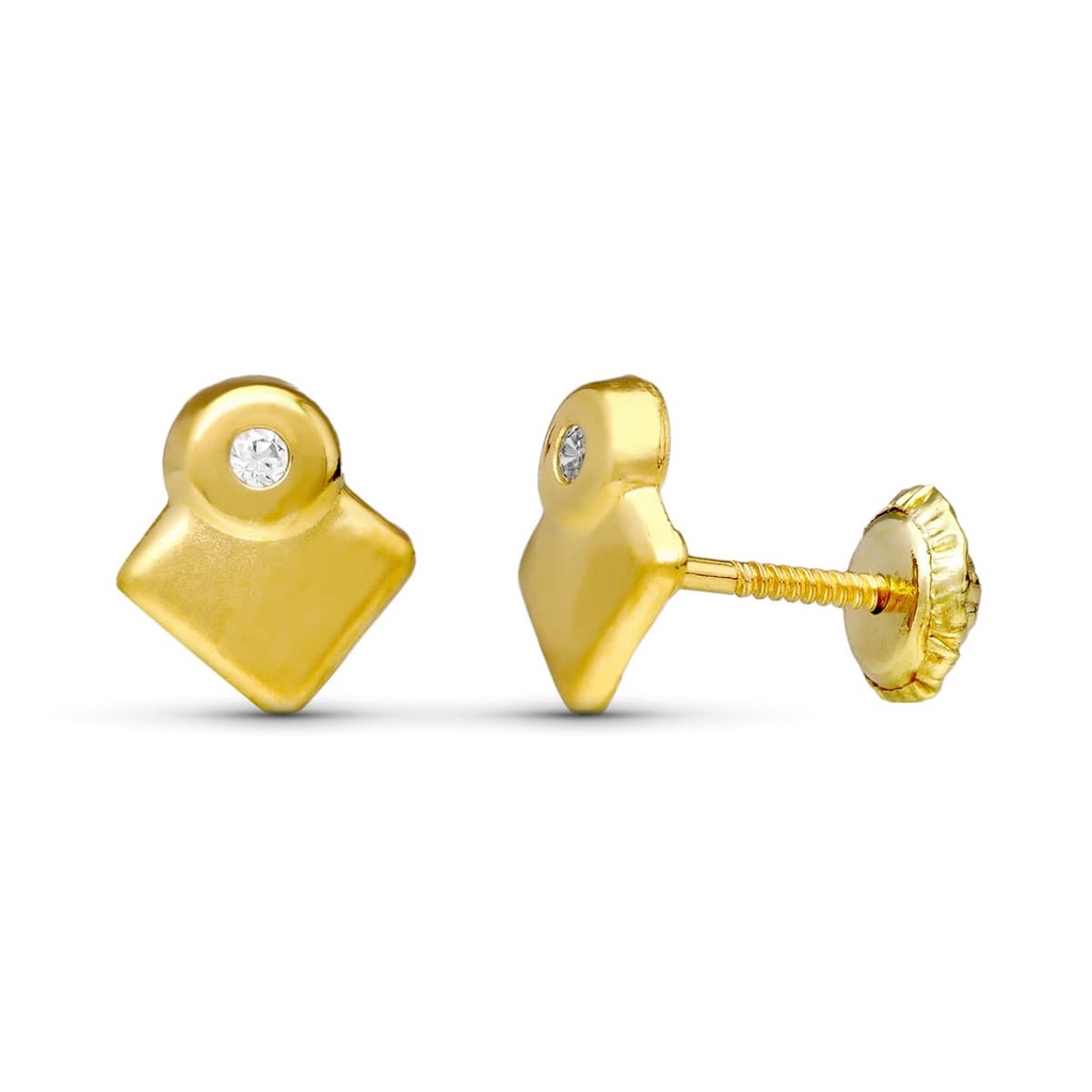 18K PENDIENTES ORO AMARILLO ROMBOS 7X7 MM