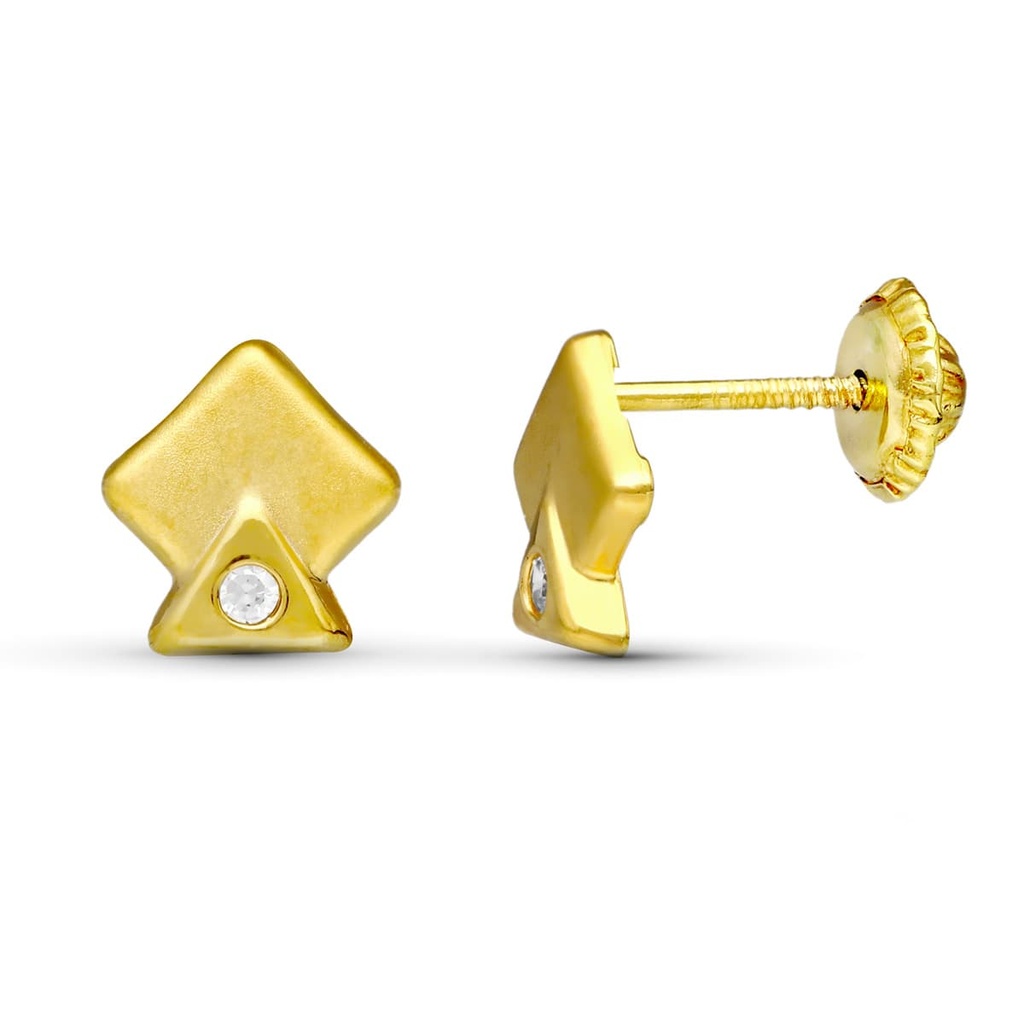 18K PENDIENTES ORO AMARILLO ROMBOS 7X7 MM