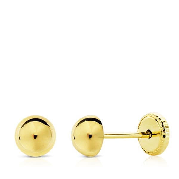 18K PENDIENTES ORO AMARILLO MEDIA BOLA LISA 5 MMROSCA