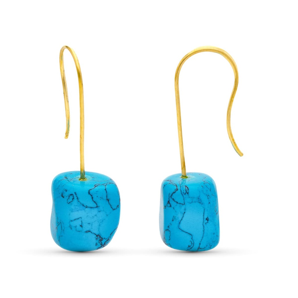 18K PENDIENTES ORO AMARILLO TURQUESA GANCHO.