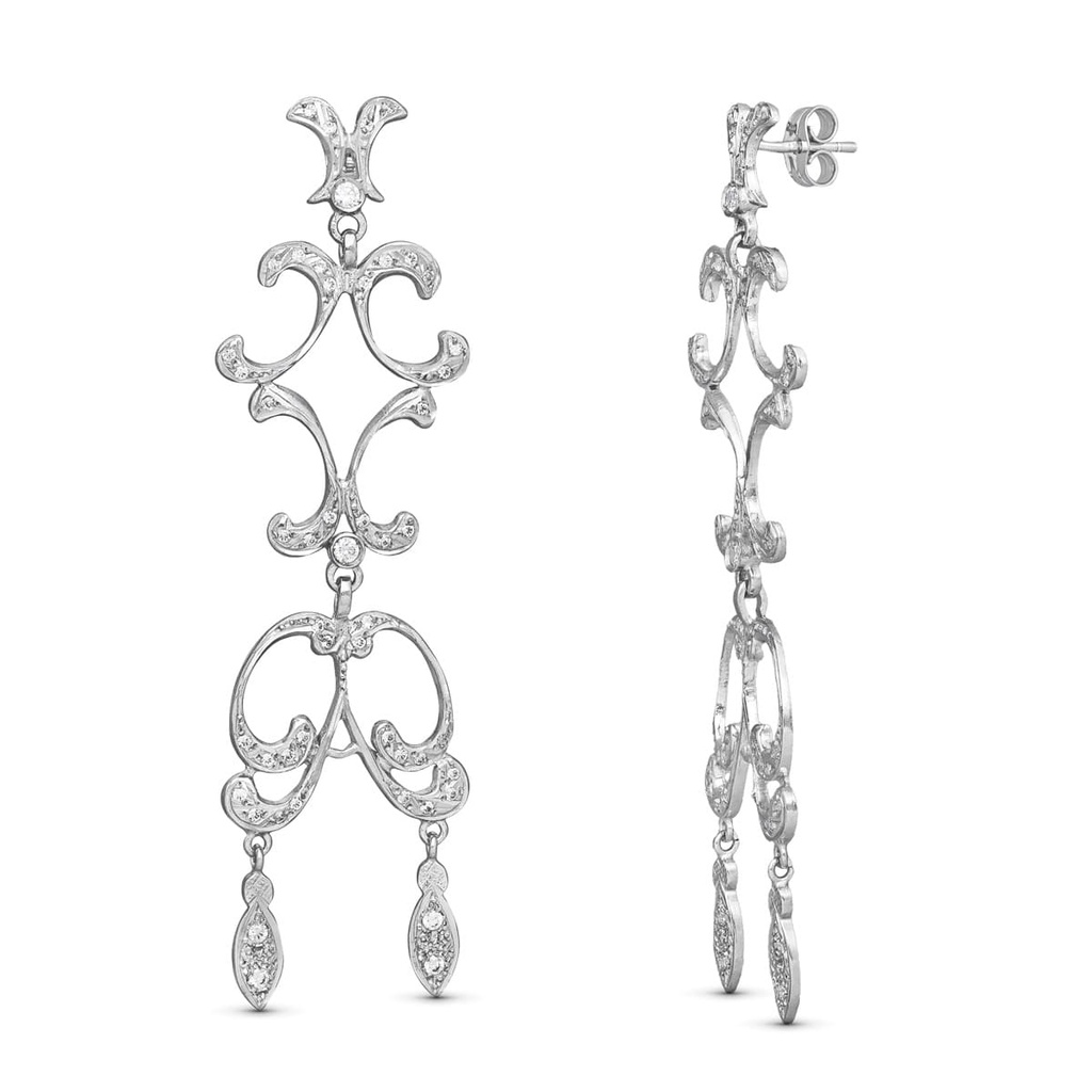 18K PENDIENTES ORO BLANCO CIRCONITAS 71X20 MM