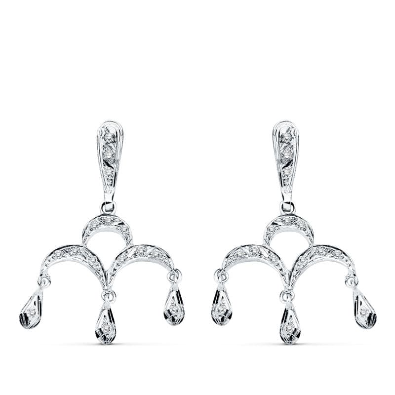 18K PENDIENTES ORO BLANCO CIRCONITAS 33X21 MM