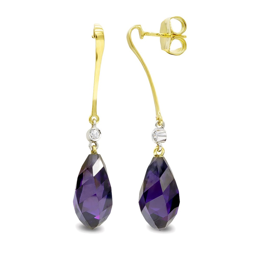 18K PENDIENTES ORO BICOLOR AMATISTA 18 MM CIRCONITA