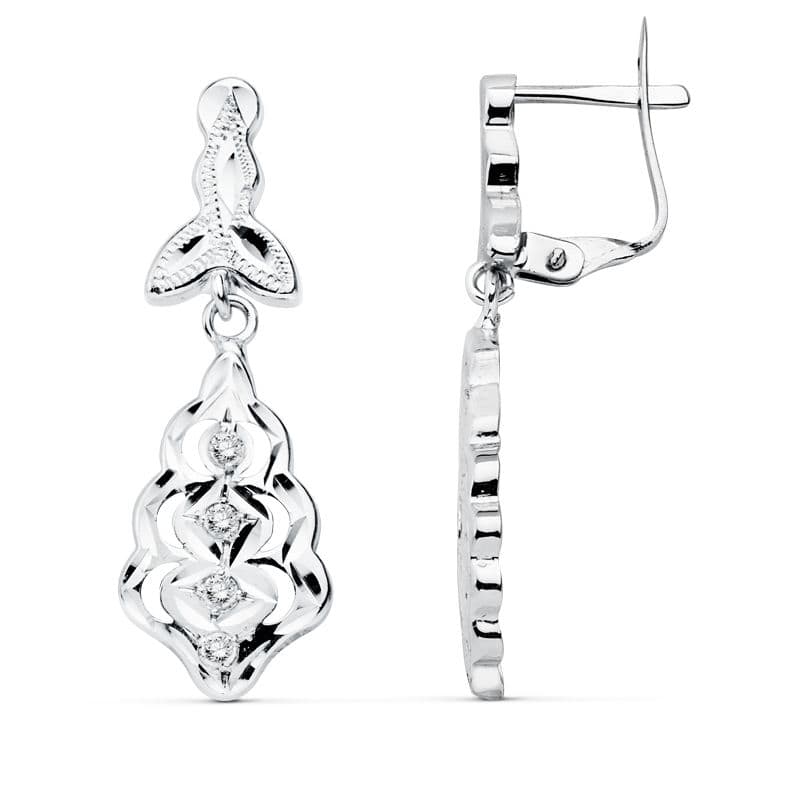 18K PENDIENTES CUBANAS ORO BLANCO 27X9 MM