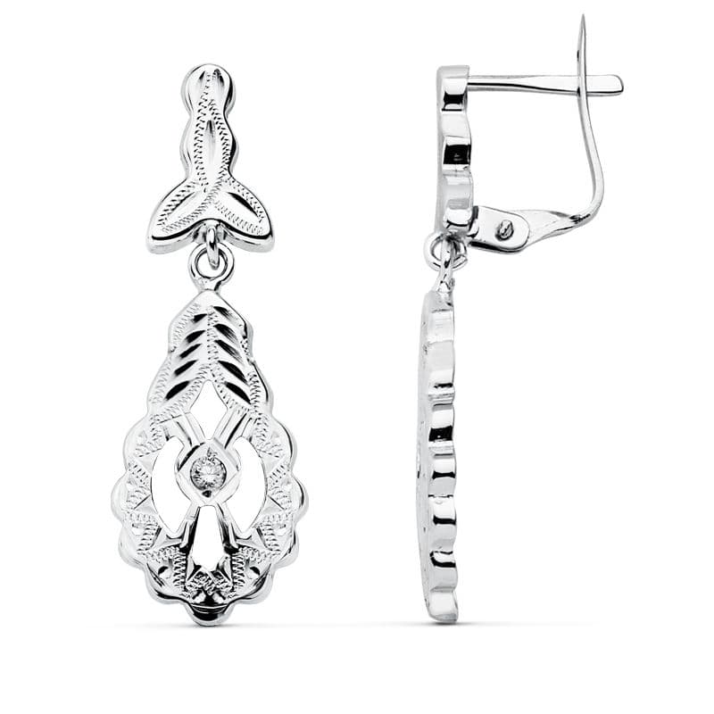 18K PENDIENTES CUBANAS ORO BLANCO 30X10 MM
