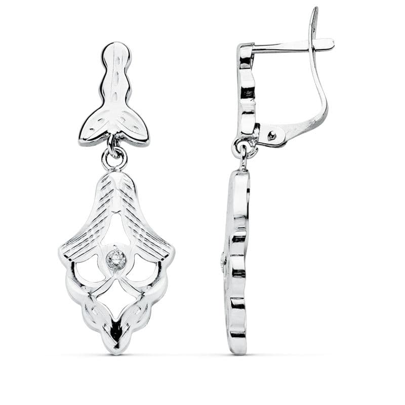 18K PENDIENTES CUBANAS ORO BLANCO 30X10 MM