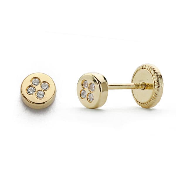 18K PENDIENTES ORO AMARILLO CIRCONITAS 4 MM