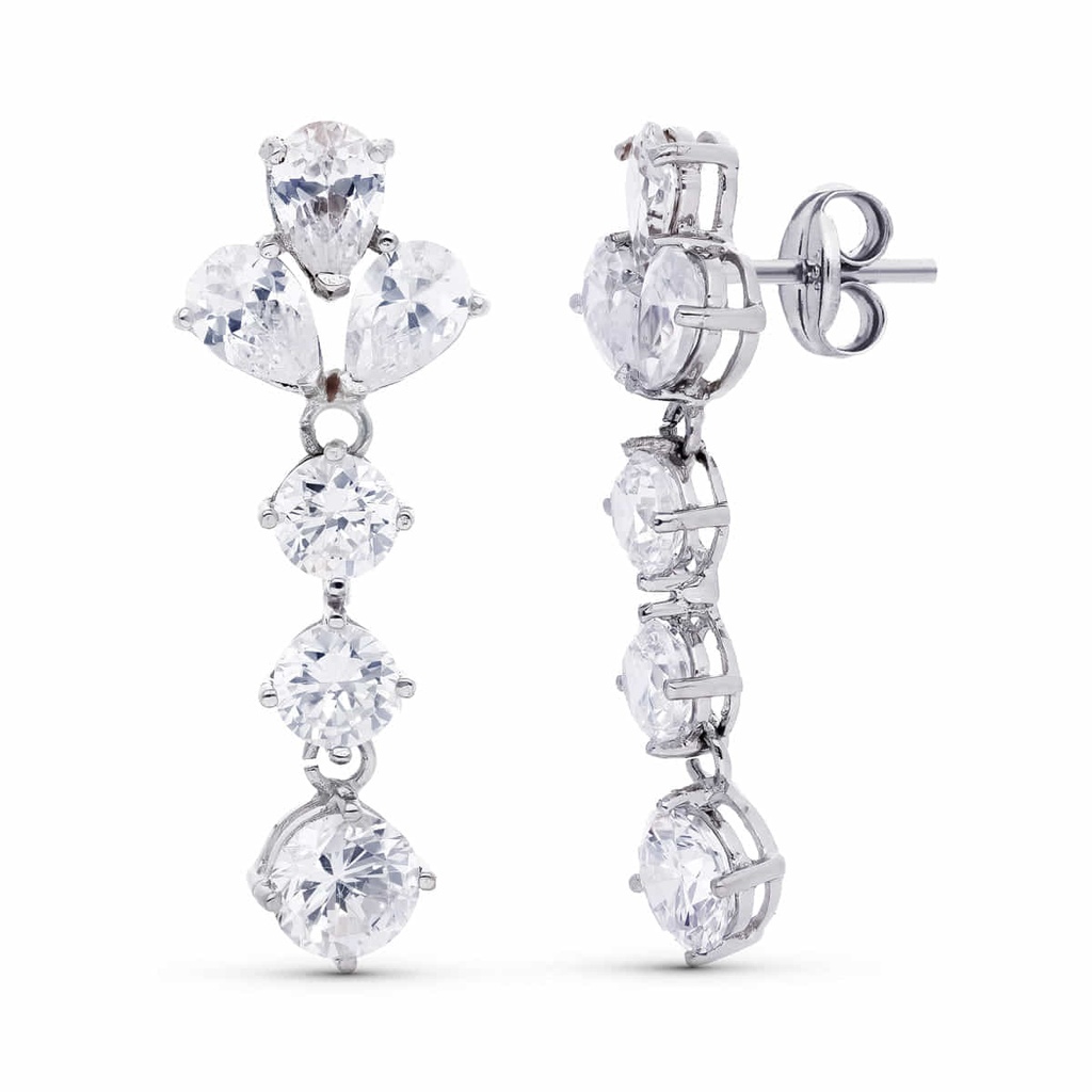 18K PENDIENTES ORO BLANCO CIRCONITAS 30X11 MM