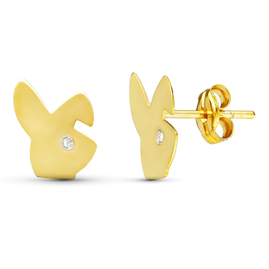 18K PENDIENTES ORO AMARILLO CONEJITO. 10X8 MM