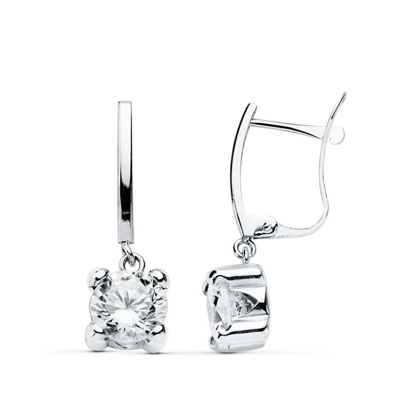 18K PENDIENTES ORO BLANCO CIRCONITAS 20X6 MM