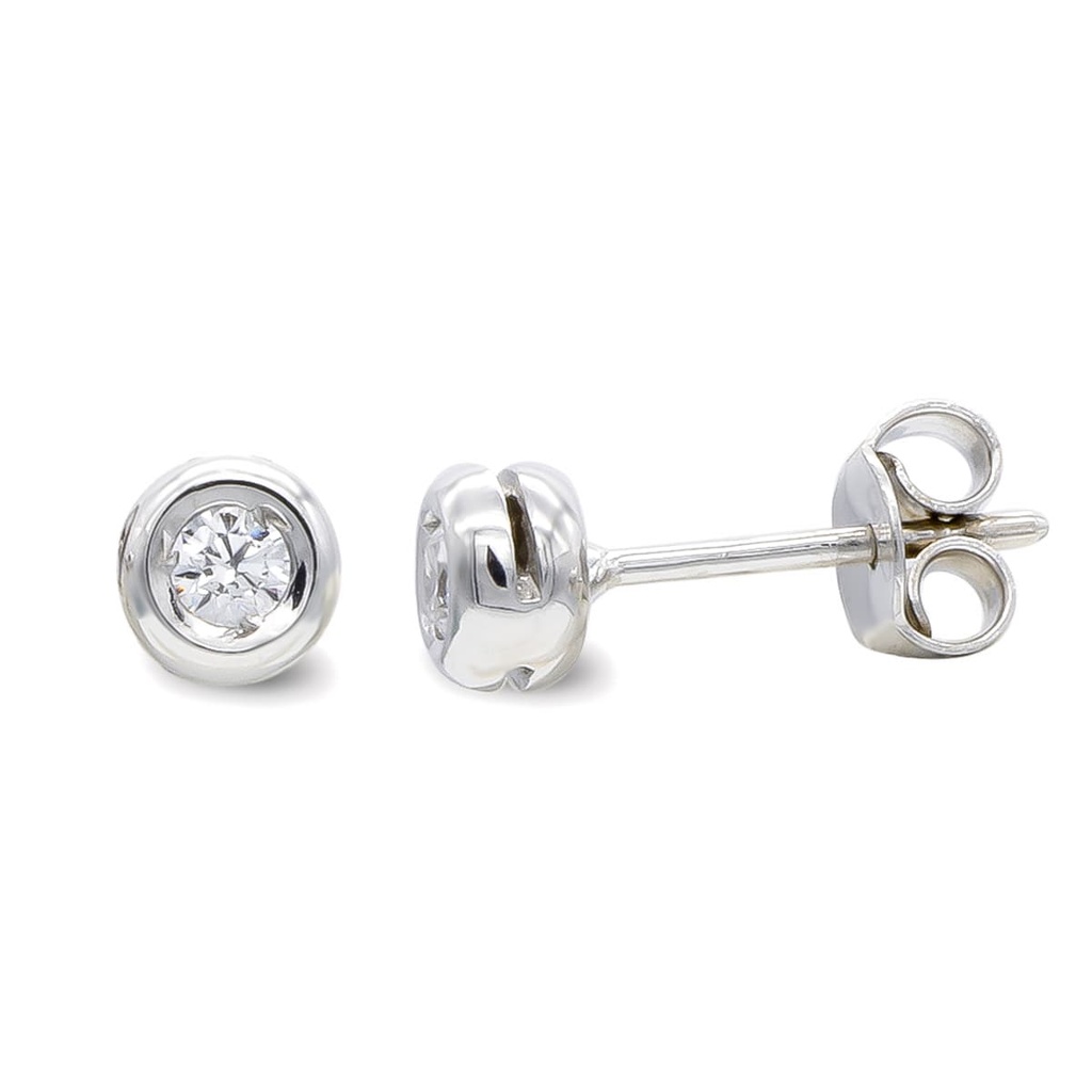 18K PENDIENTES ORO BLANCO Y COLGANTE CADENA CHATON