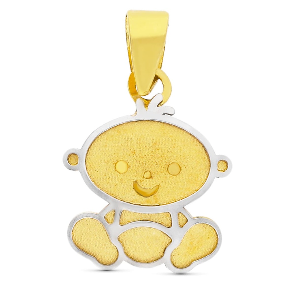 18K COLGANTE ORO BICOLORVNIÑO LASER. 11X9 MM