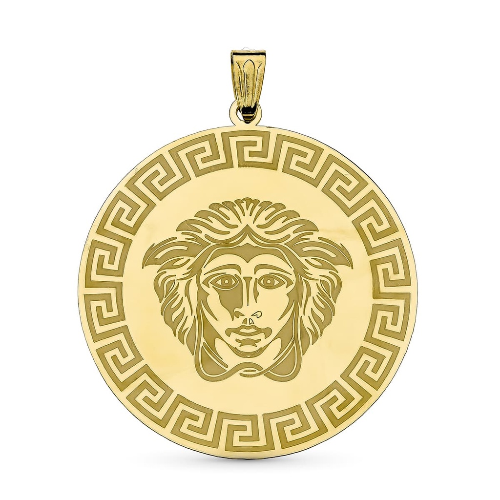 18K COLGANTE MEDUSA ORO AMARILLO  GRECA 32X30 MM