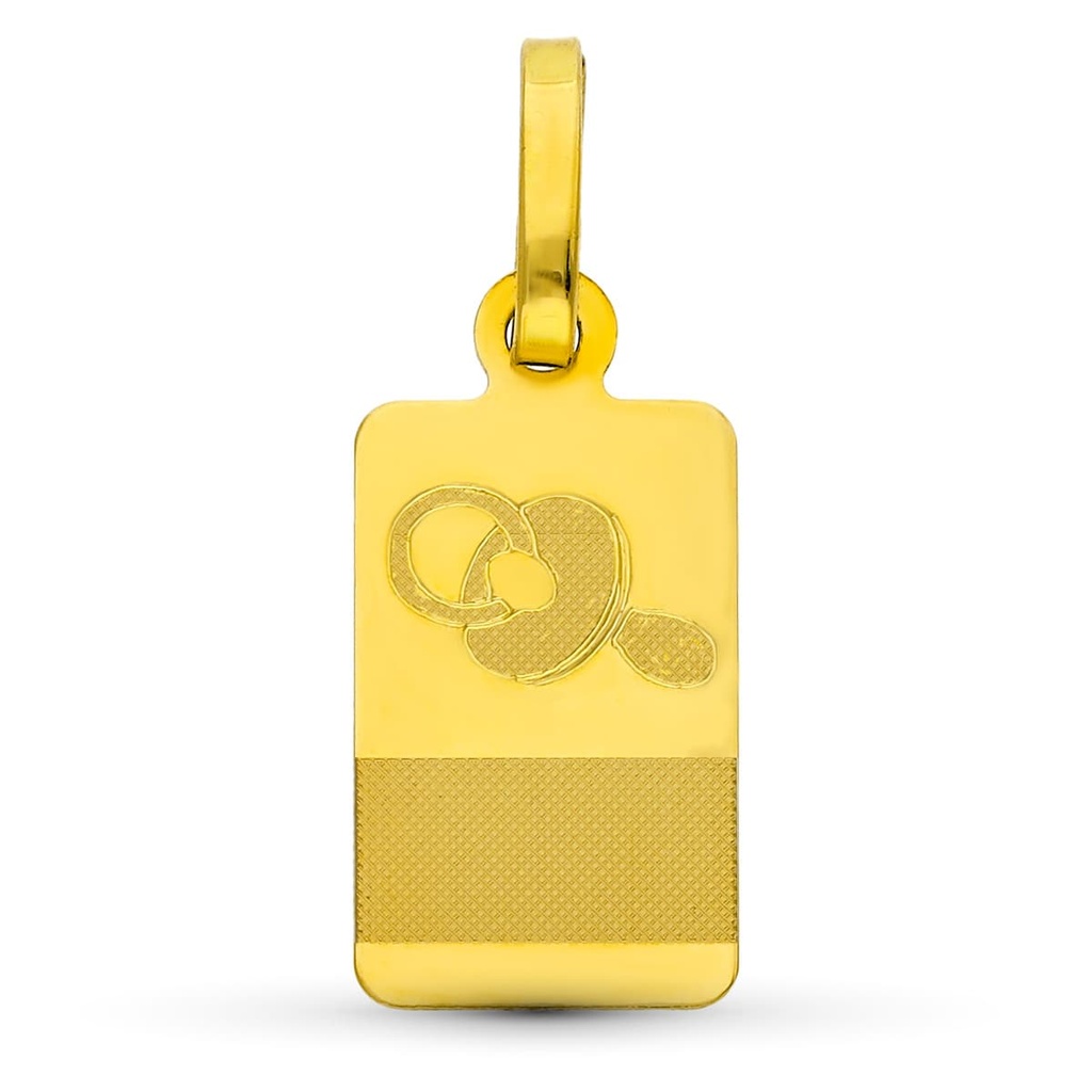 18K CHAPA ORO AMARILLO BEBE CHUPETE. 16X8 MM