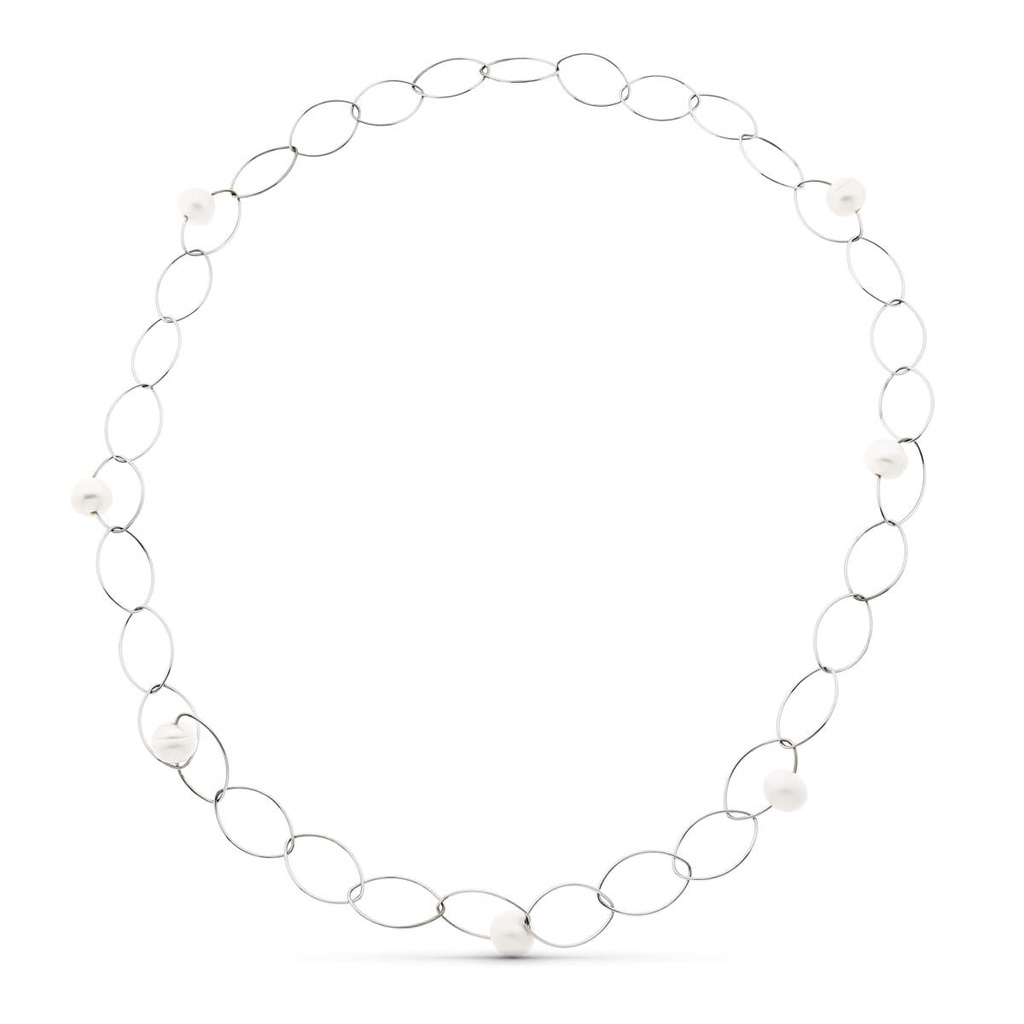 18K COLLAR ORO BLANCO 7 PERLA CULTIVADAS 86 CM
