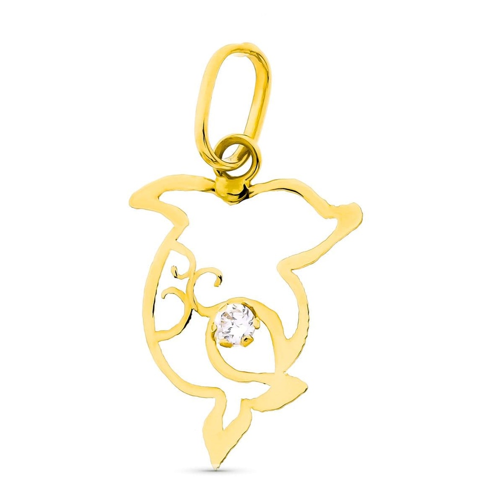 18K COLGANTE DELFIN CIRCONITA 16X10 MM