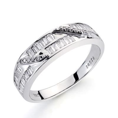 18K SORTIJA ORO BLANCO DIAMANTES TALLA BRILLANTE 0.030/0.410  QTS.