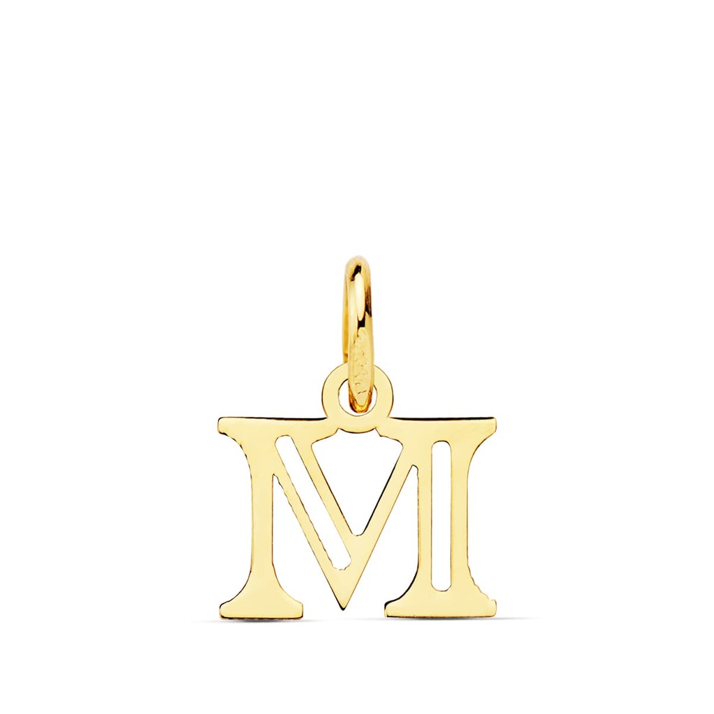 18K COLGANTE LETRA  M  . 12X10 MM