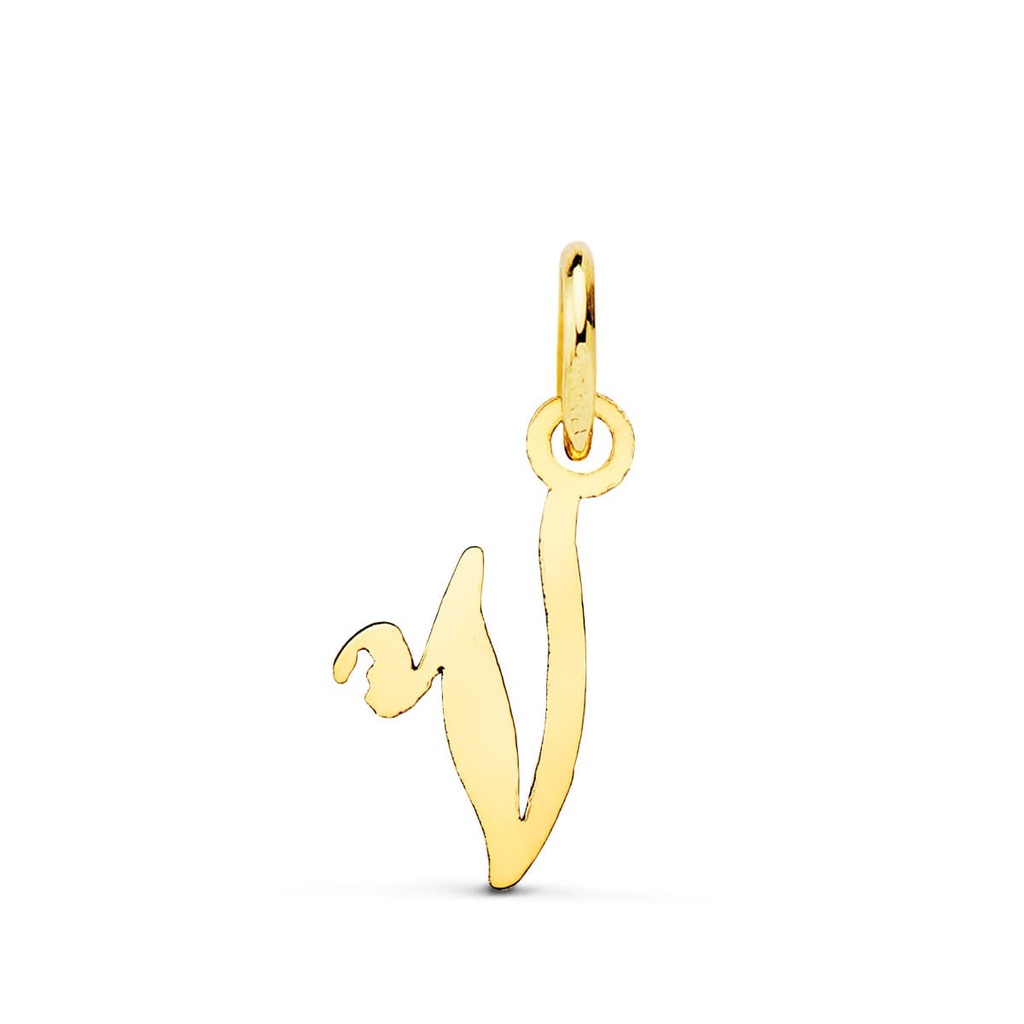 18K COLGANTE LETRA  V  15X12 MM
