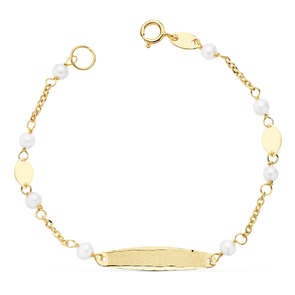 18K ESCLAVA COMUNION PERLA 3.5MM 15 CM