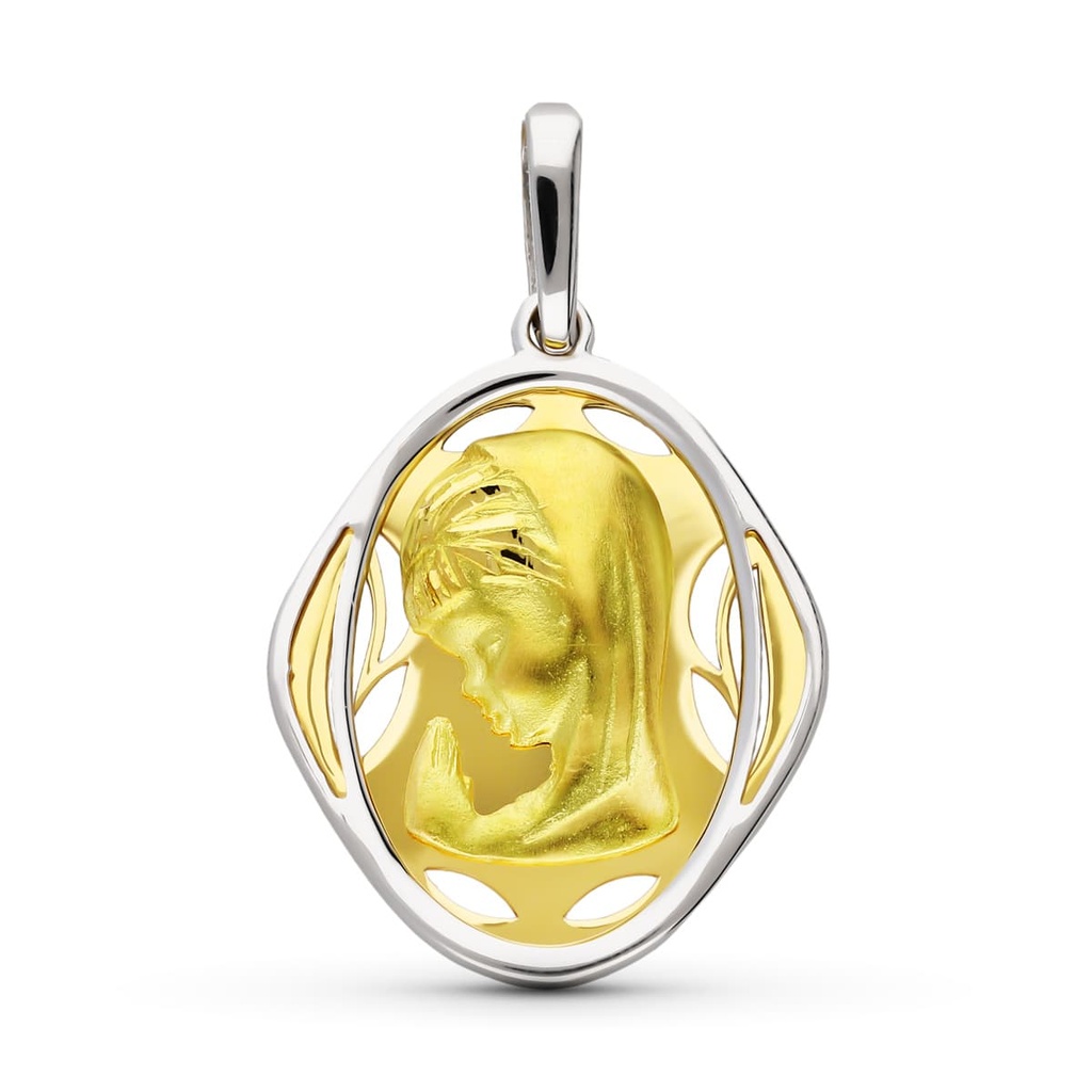 18K MEDALLA ORO BICOLOR VIRGEN NIÑA 21X17 MM
