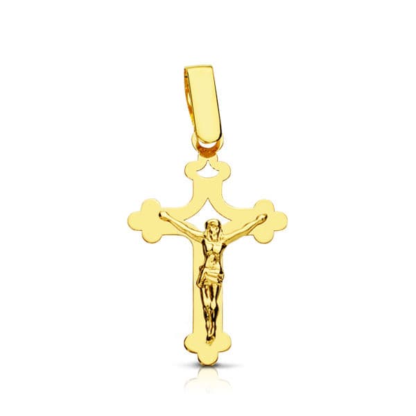 18K CRUZ CON CRISTO CALADA LASER. 22X14 MM