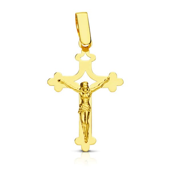 18K CRUZ CON CRISTO GRANDE CALADA LASER