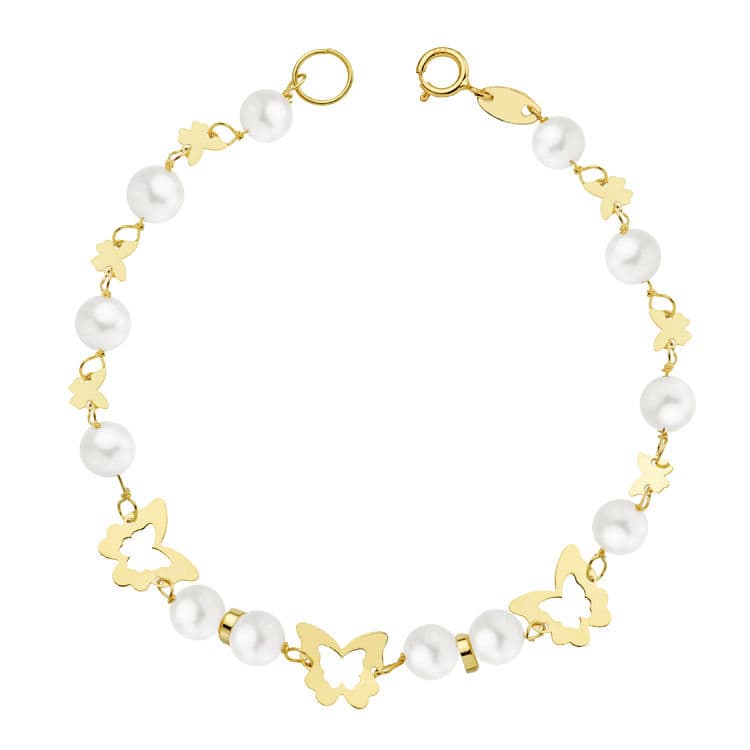 18K PULSERA COMUNION PERLA 5.5 MM 17 CM