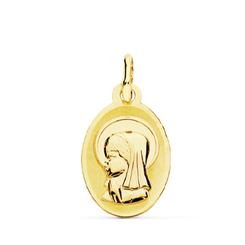 18K MEDALLA VIRGEN NIÑA OVAL. 17X10 MM