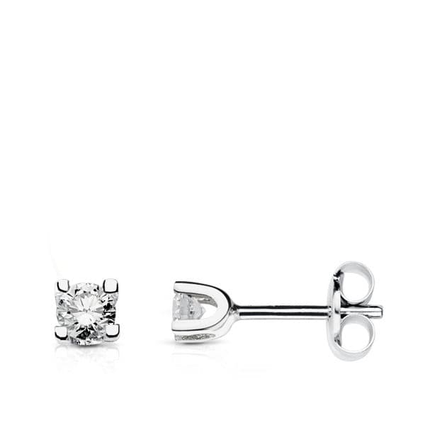 18K PENDIENTES ORO BLANCO CON DIAMANTES TALLA BRILLANTE 0.120 QTS. SI-H