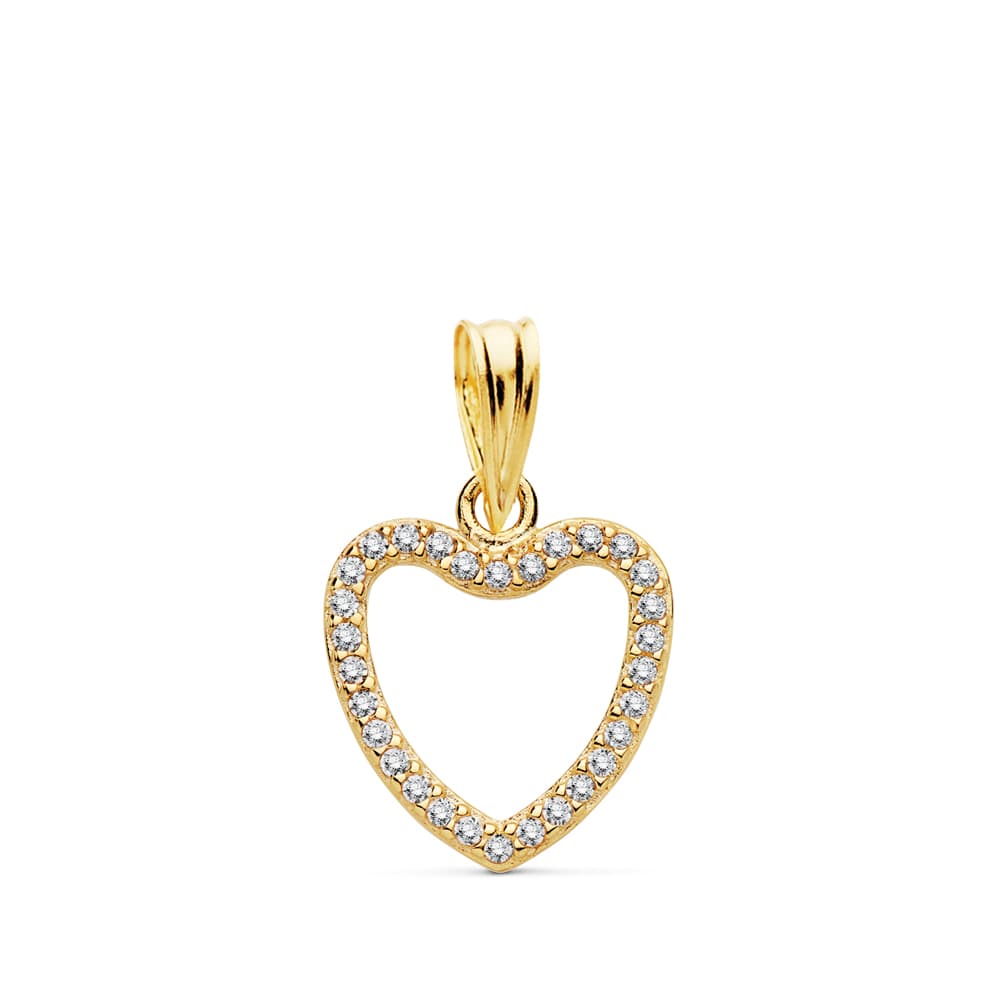 18K COLGANTE ORO AMARILLO CORAZON CIRCONITAS 13X13 MM