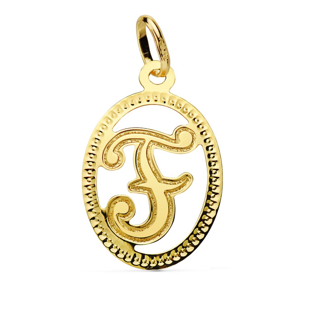 18K COLGANTE INICIAL LETRA F 21X14 MM