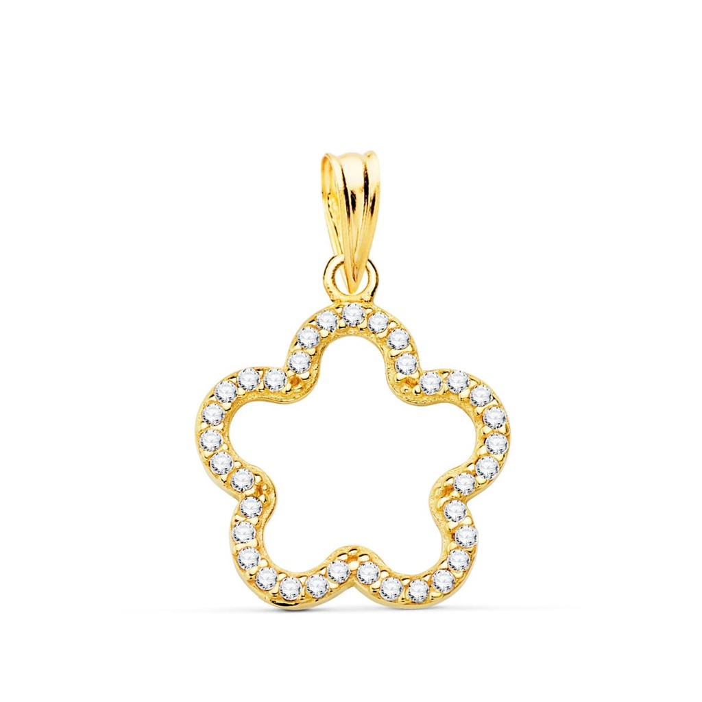 18K COLGANTE ORO AMARILLO FLOR CON CIRCONITAS 16X16 MM