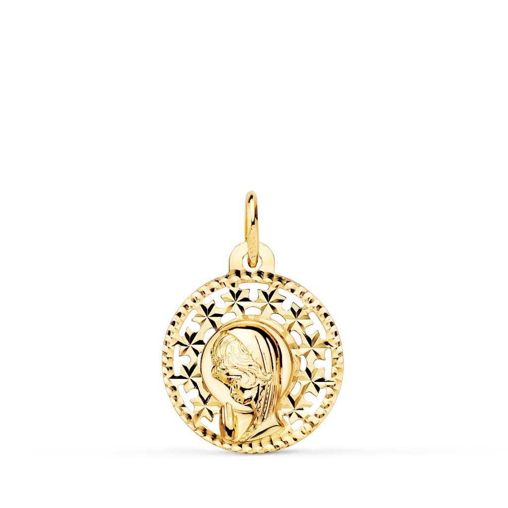 18K MEDALLA VIRGEN NIÑA CALADA 16MM