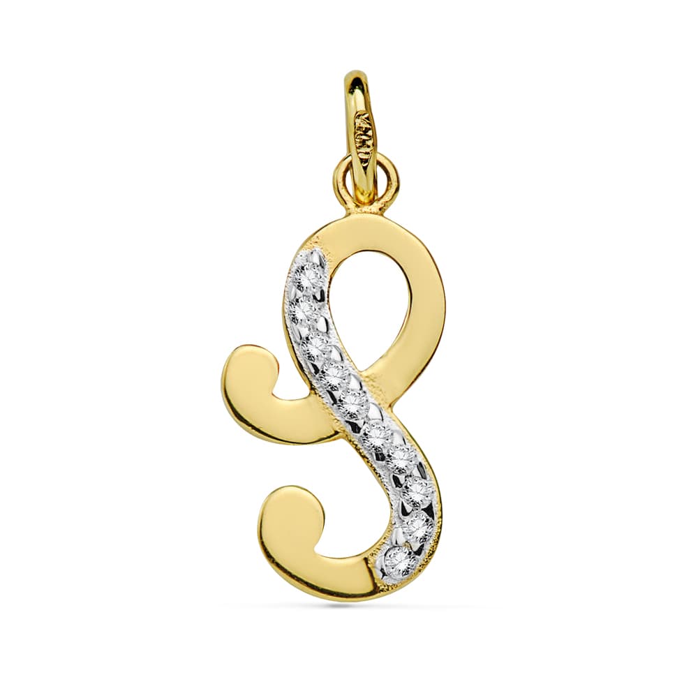 18K COLGANTE LETRA S CIRCONITAS 17X9 MM