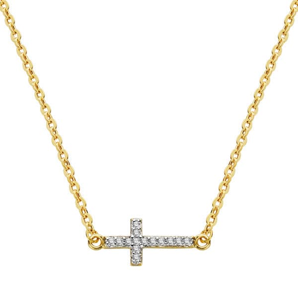 18K COLGANTE CRUZ CON CADENA 45 CM
