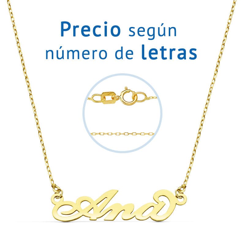 18K GARGANTILLA NOMBRE PERSONALIZADO LETRAS CADENA 45CM