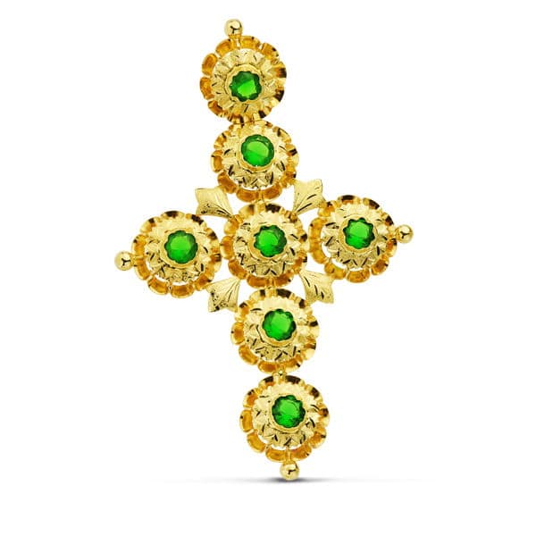 18K CRUZ MANTILLA PIEDRAS 70X45 MM
